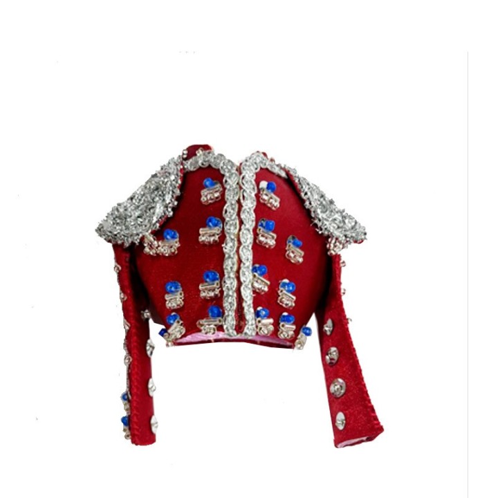 Chaquetilla de traje de Luces para colgar color granate y plata