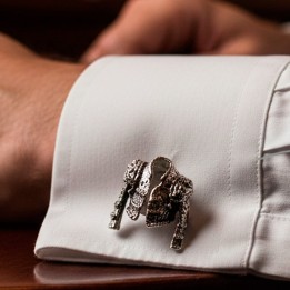 Boutons de manchette veste de torero en rhodium – vue 3