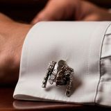 Boutons de manchette veste de torero en rhodium – vue 3