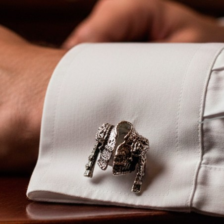 Gemelos "chaquetilla taurina" en rodio