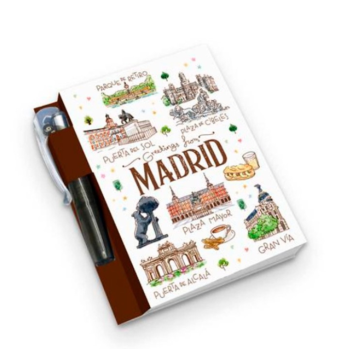 Bloco de notas de bolso com esferográfica Madrid Acuarela