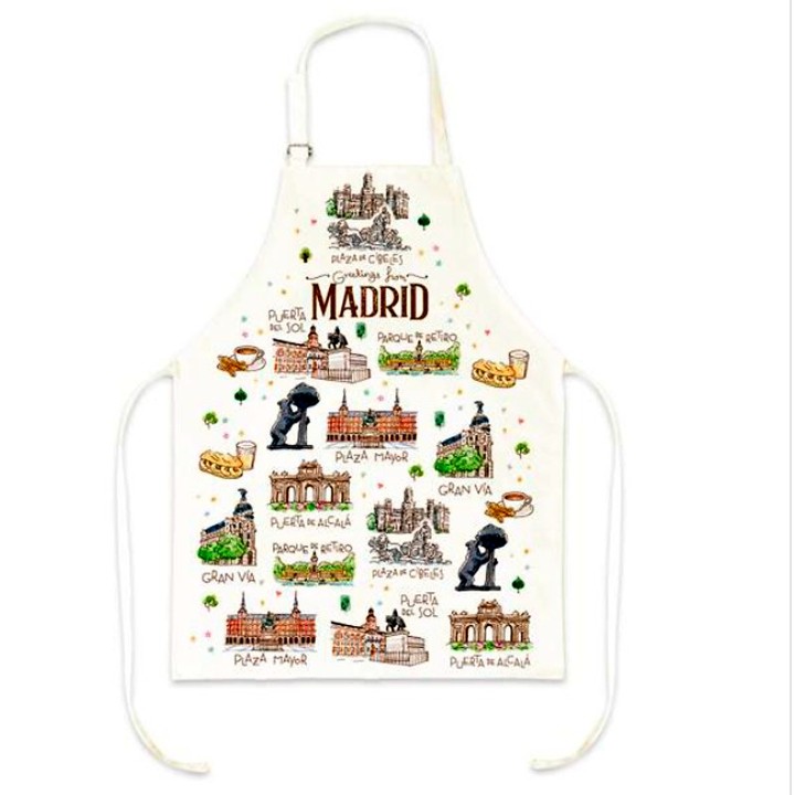 Grembiule da cucina Madrid Acuarela con i monumenti della città