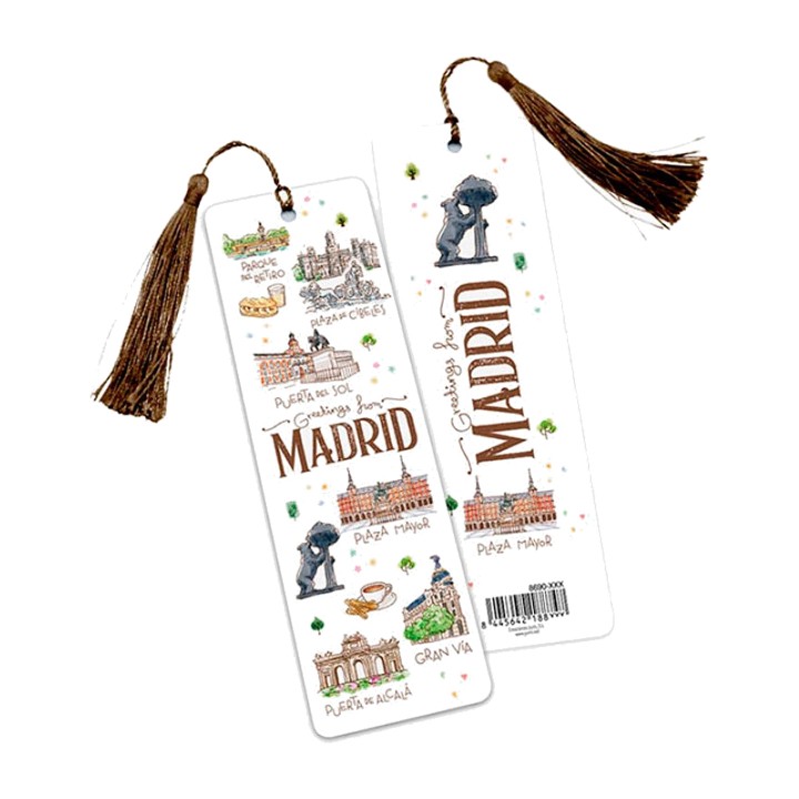 Segnalibro Madrid Acuarela con cordoncino e nappa