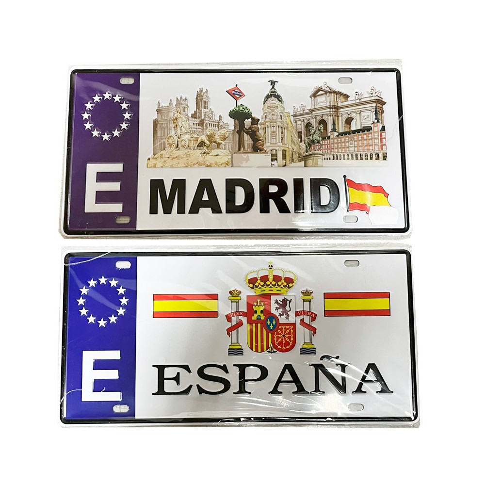Plaque métallique « Immatriculation Espagne et Madrid »