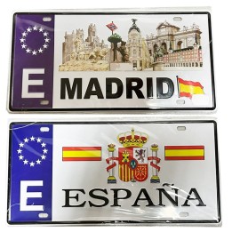 Chapa metalica "Matricula España y Madrid"