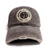 Casquette à visière Madrid en tissu usé, marron