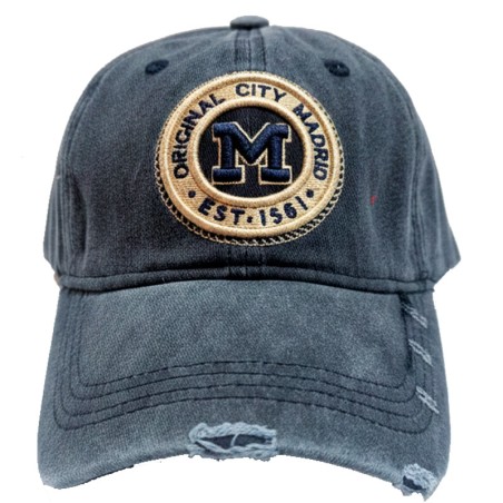 Gorra con visera "Madrid"  tela desgastada azul