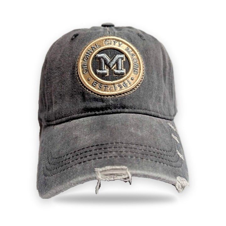 Gorra con visera Madrid de tela desgastada, color gris