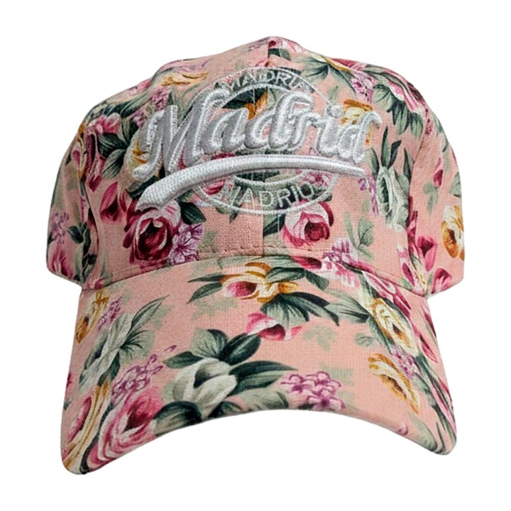 Cappellino con visiera Flores Madrid, fondo rosa