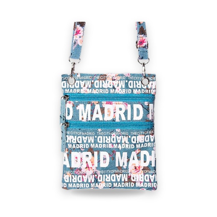 Sac passeport Fleurs de Madrid, coloris bleu