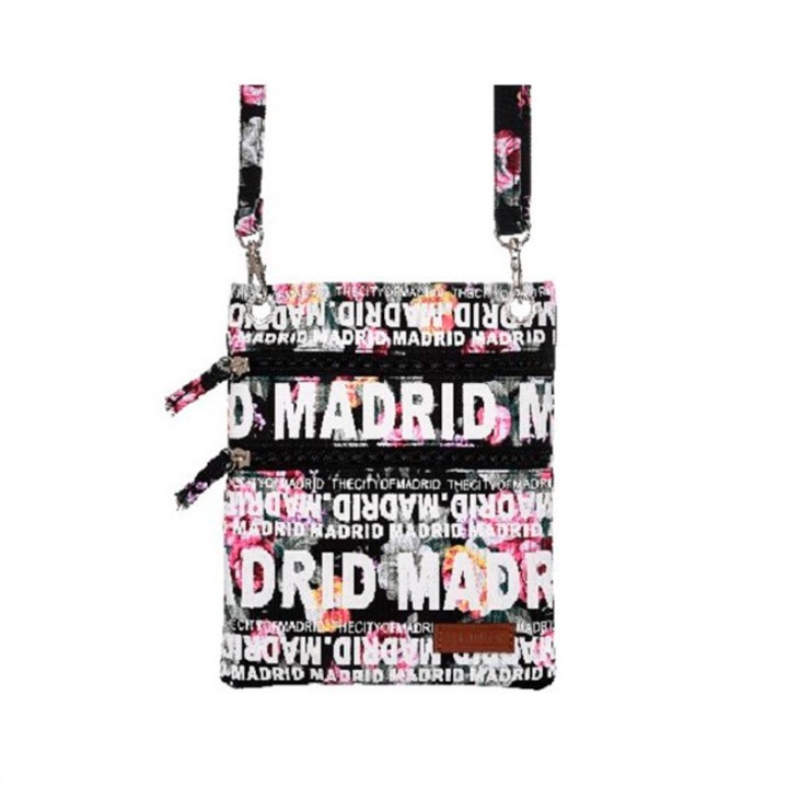 Madrid Flowers Passport Bag black