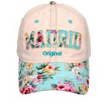 Casquette Robin Ruth « Madrid Original » beige à fleurs bleu ciel