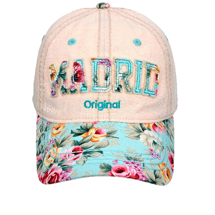 Cappellino Robin Ruth «Madrid Original» beige con fiori azzurri