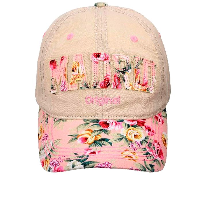 Casquette Robin Ruth « Madrid Original » beige, visière et lettres fleuries