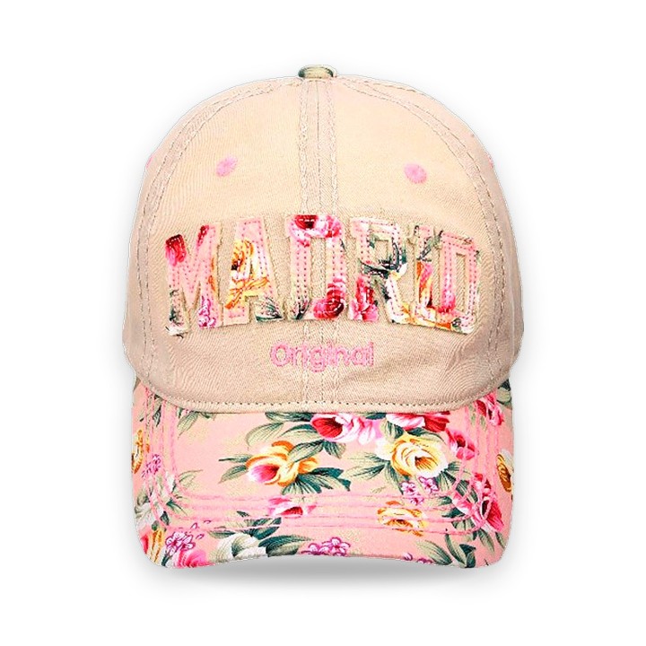 Gorra Robin Ruth «Madrid Original» beige con visera y letras florales