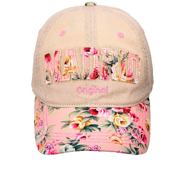 Robin Ruth “Madrid Original” cap in beige with floral peak and lettering