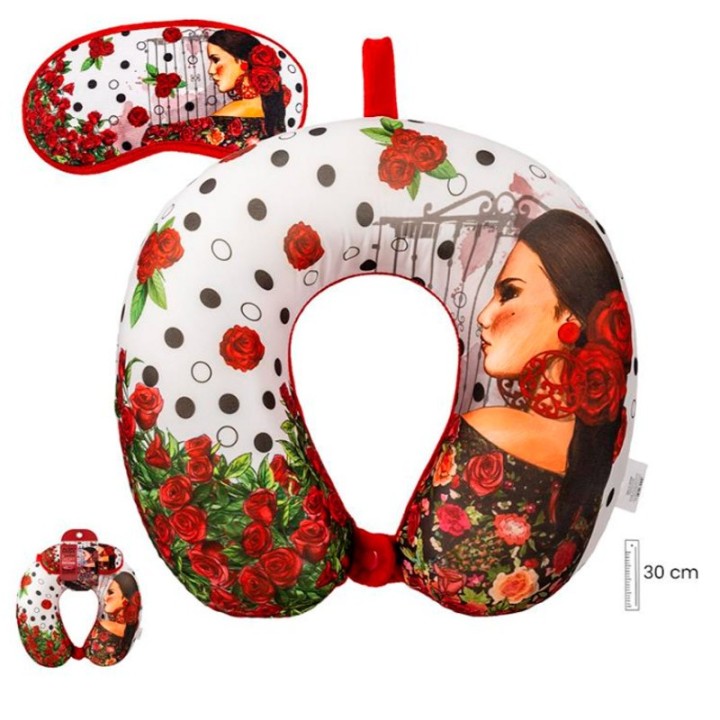 Flamenco travel cushion and eye mask kit