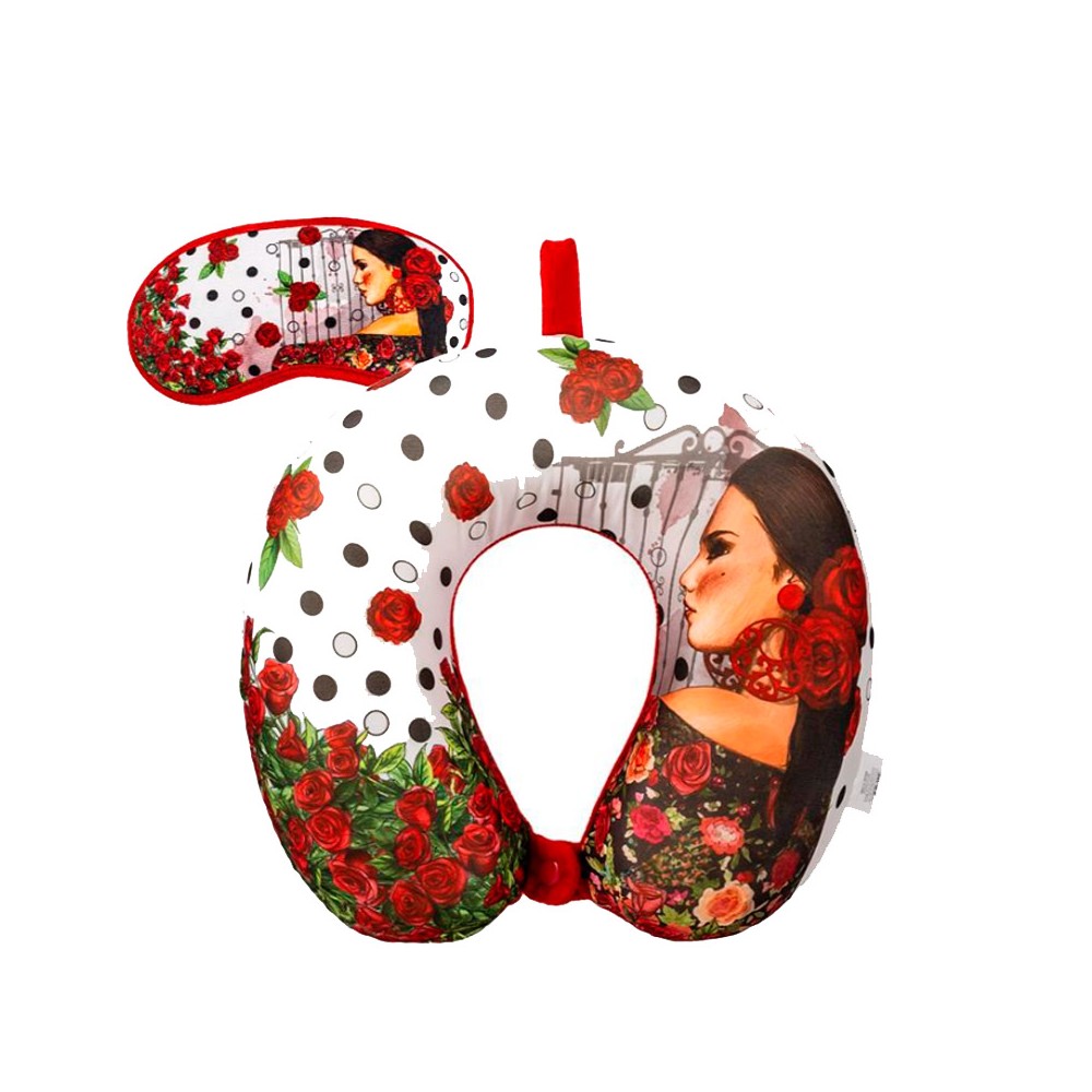 Set cojin viaje y antifaz Flamenca