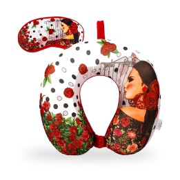 Set da viaggio flamenco con cuscino cervicale e mascherina