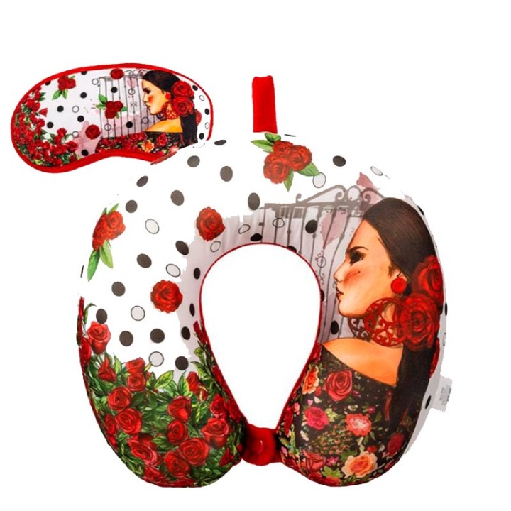 Set cojin viaje y antifaz Flamenca