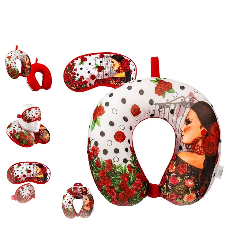 Set da viaggio flamenco con cuscino cervicale e mascherina – vista 2
