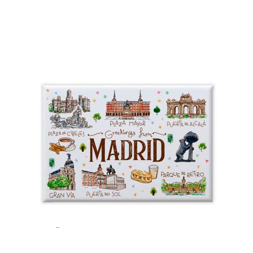Carte postale magnétique Madrid Aquarelle