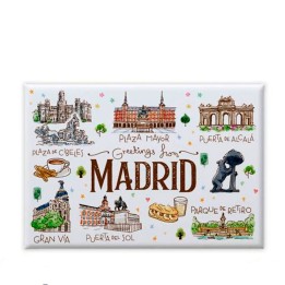 Kühlschrankmagnet Postkarte Madrid Acuarela mit Soft-Touch