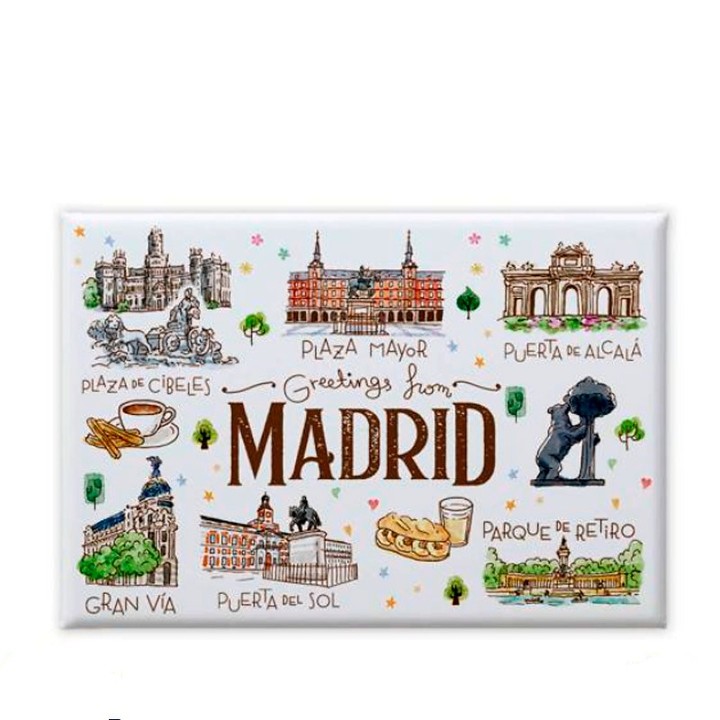 Calamita da frigo cartolina Madrid Acuarela al tatto morbido