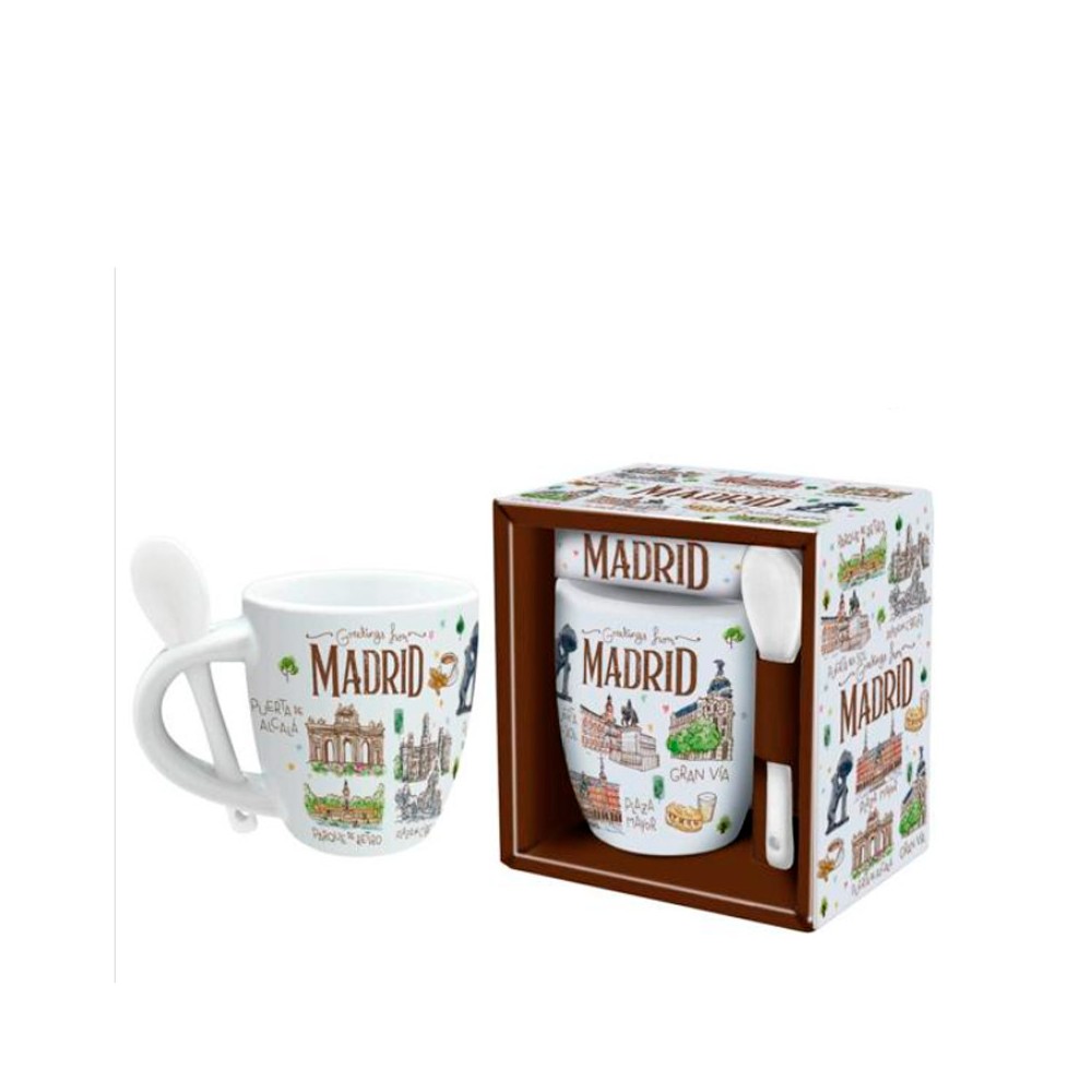 Mug with spoon, Madrid Watercolor