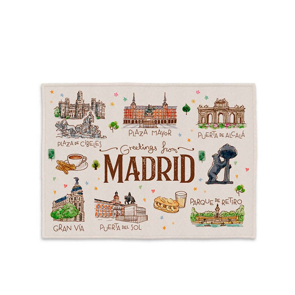 Serviette de cuisine aquarelle Madrid