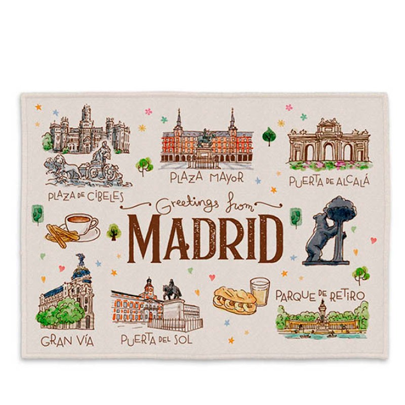 Serviette de cuisine aquarelle Madrid