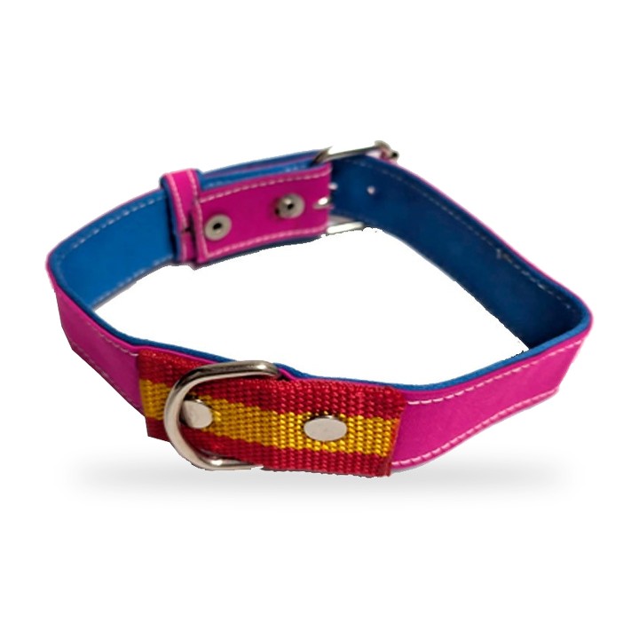 Hundehalsband aus Capote-Stoff, Fuchsia und Gelb – Ansicht 7