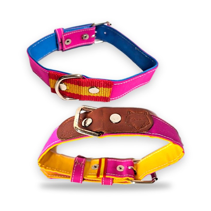 Collier pour chien en tissu de cape de torero fuchsia