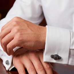 Bullfighting cufflinks montera in rhodium