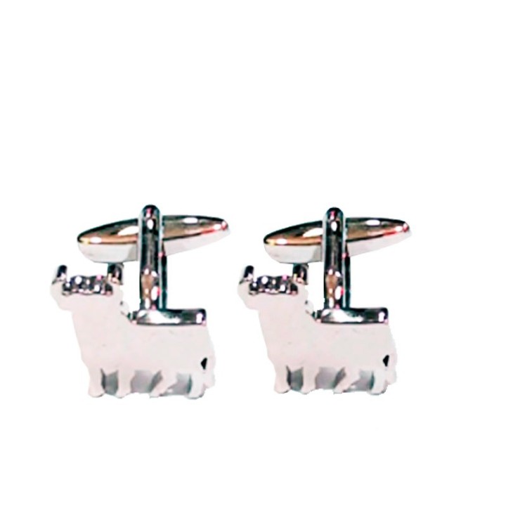 Bullfighting cufflinks bull in rhodium