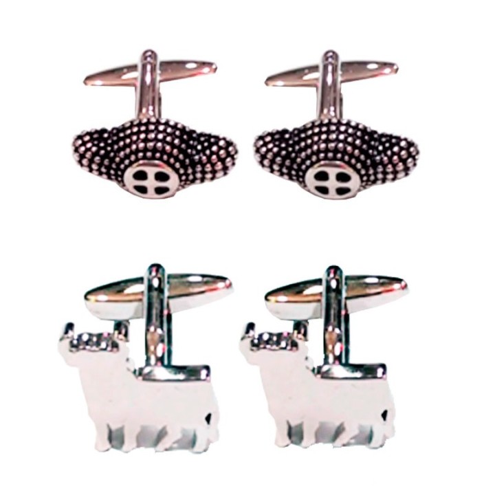 Boutons de manchette « Taureau et Chapeau » en rhodium