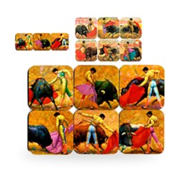 Bases para copos de cortiça com cenas taurinas (conjunto de 6)