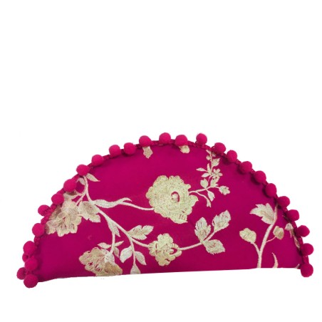 "Fuchsia cape and gold embroidery" handbag