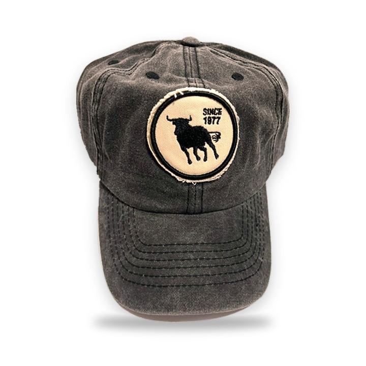 Gorra Toro de España de denim gris antracita con parche redondo de toro bravo