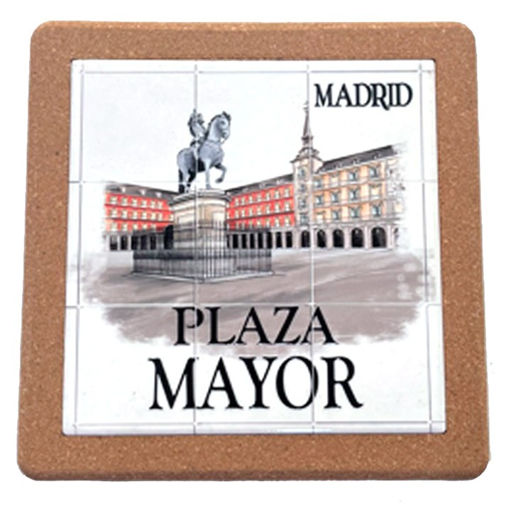 Sottopentola in sughero e ceramica di Madrid, modello Plaza Mayor