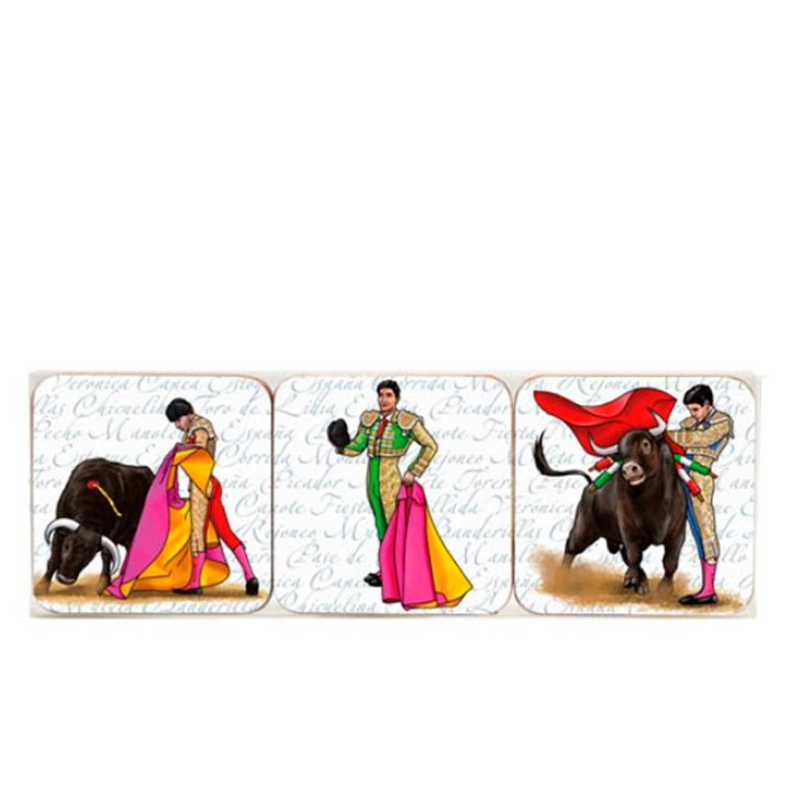 Coasters with a "bullfighter's pass" design