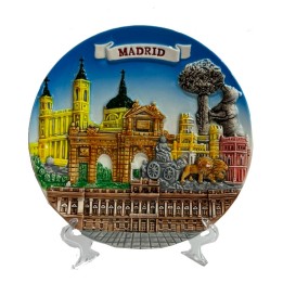 Plato de Recuerdos de Madrid con Monumentos en Relieve
