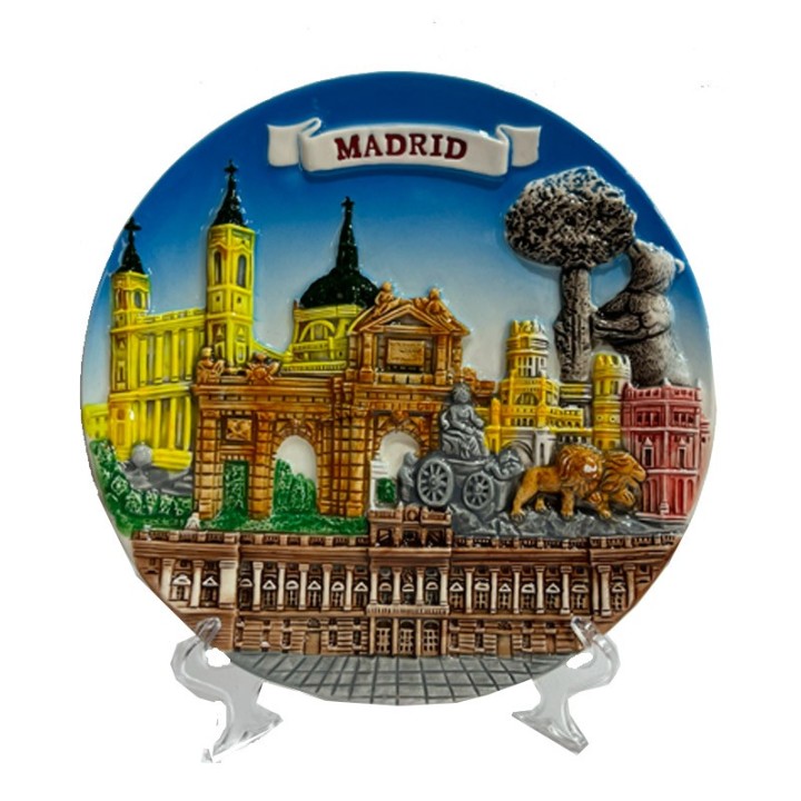 Madrid Souvenir Plate with Relief Monuments