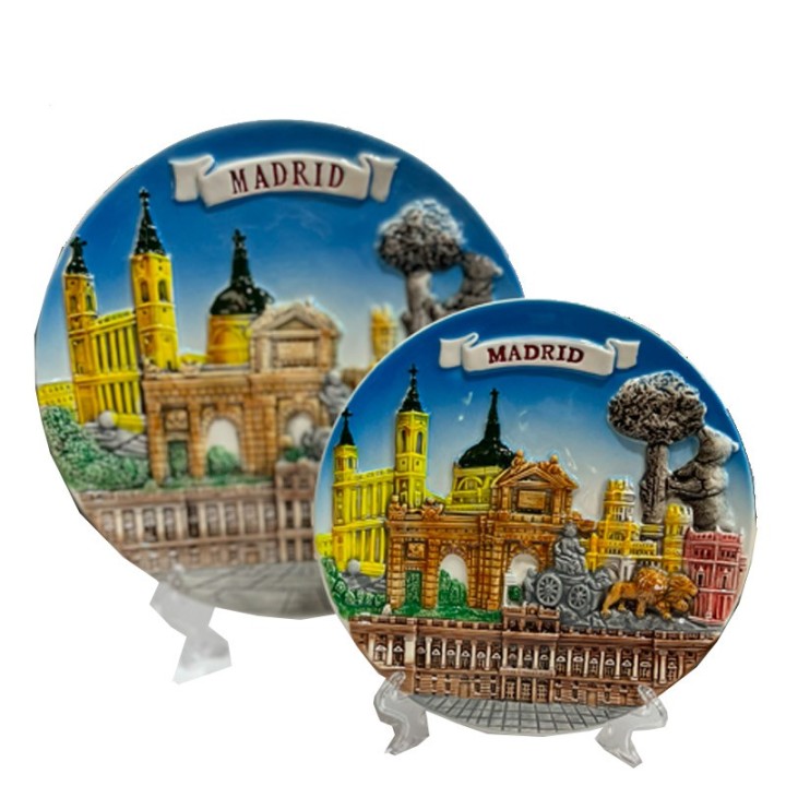 Madrid Souvenir Plate with Relief Monuments