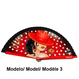 Éventail illustré danseuse flamenca, accessoire traditionnel espagnol souvenir d'Espagne