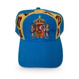 Spain cap with embroidered coat of arms in sky blue with yellow stripe