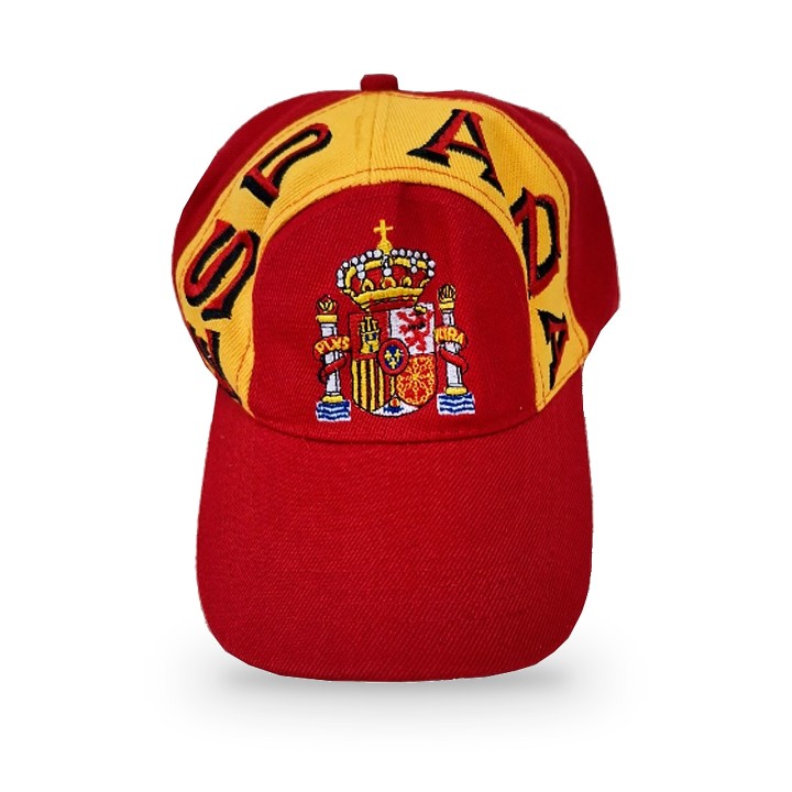 Boné de Espanha com escudo bordado, vermelho e amarelo