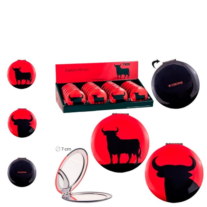 Espejo "Toro de Osborne" de Mano, Taurino  (Rojo y Negro)