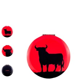 Osborne Bull Hand Mirror, Bullfighting Theme (Red and Black)