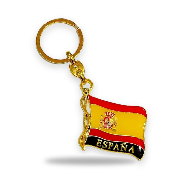 Llavero de metal con la bandera de España, modelo 6